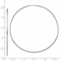 14k White Gold 1.20mm Polished Endless Tube Hoop Earrings-TF797