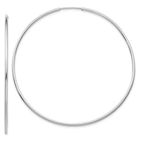 14k White Gold 1.20mm Polished Endless Tube Hoop Earrings-TF797