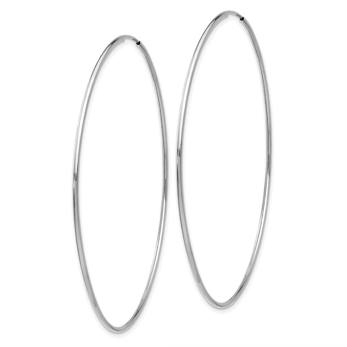 14k White Gold 1.20mm Polished Endless Tube Hoop Earrings-TF798