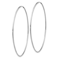 14k White Gold 1.20mm Polished Endless Tube Hoop Earrings-TF798