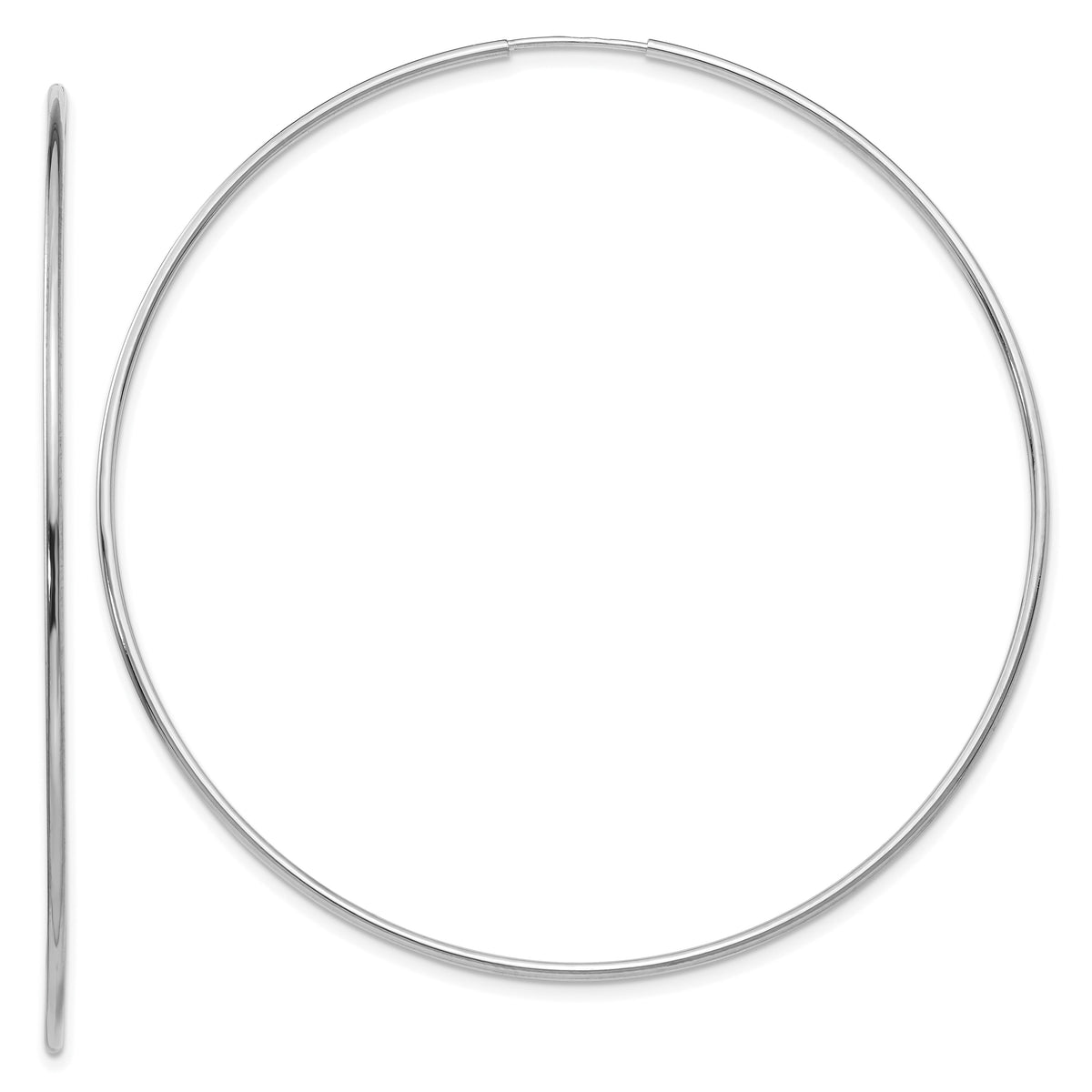 14k White Gold 1.20mm Polished Endless Tube Hoop Earrings-TF798