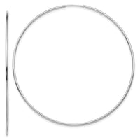 14k White Gold 1.20mm Polished Endless Tube Hoop Earrings-TF798