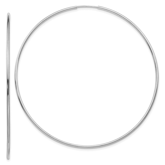 14k White Gold 1.20mm Polished Endless Tube Hoop Earrings-TF798