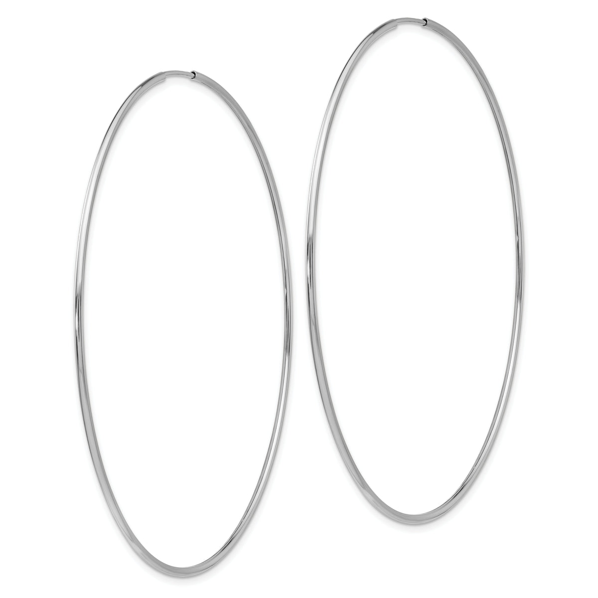 14k White Gold 1.20mm Polished Endless Tube Hoop Earrings-TF799