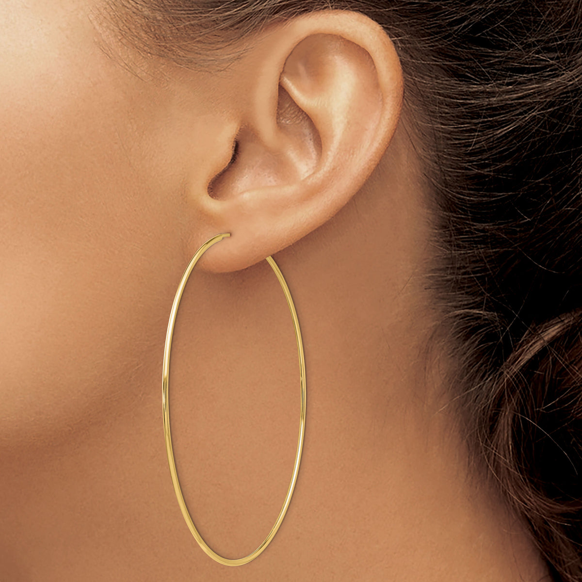 14k 1.20mm Polished Endless Tube Hoop Earrings-TF801