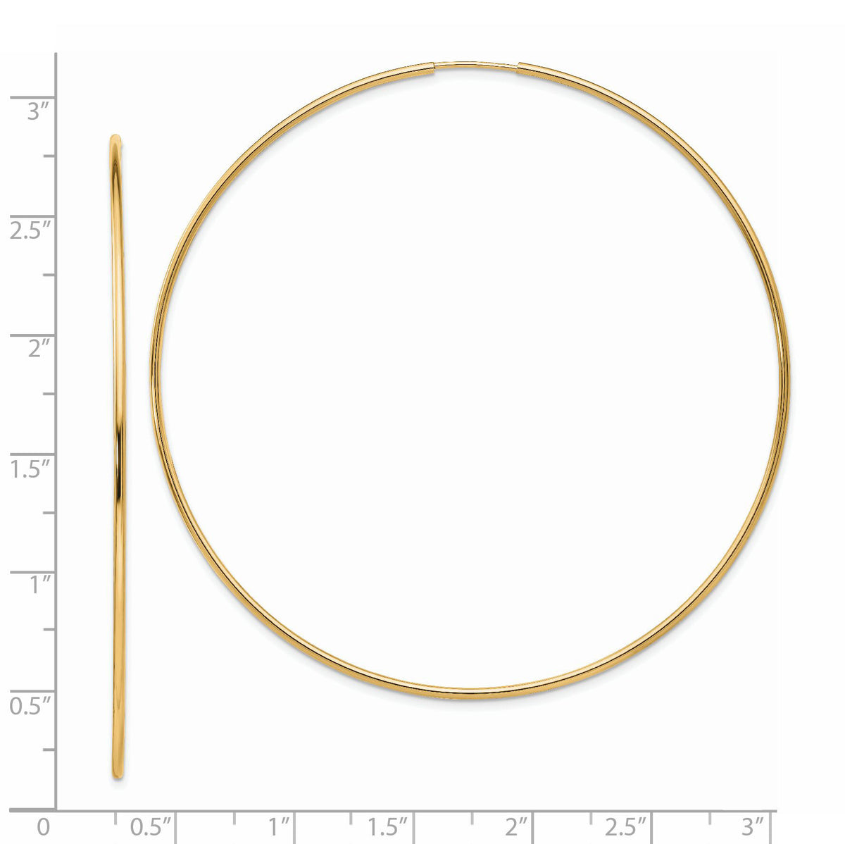 14k 1.20mm Polished Endless Tube Hoop Earrings-TF801