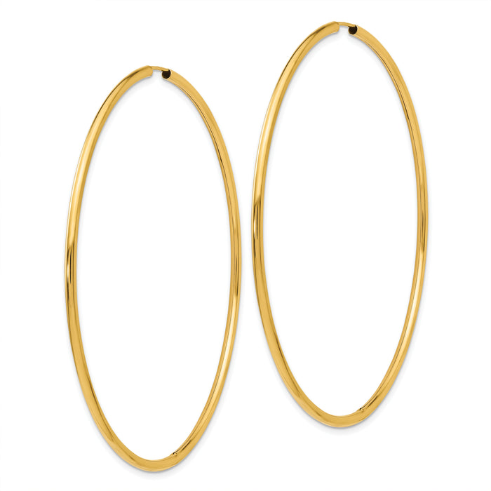 14K 2.00mm Polished Endless Hoop Earrings-TF802