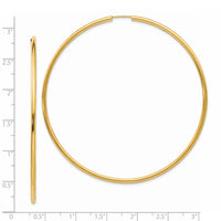 14K 2.00mm Polished Endless Hoop Earrings-TF802