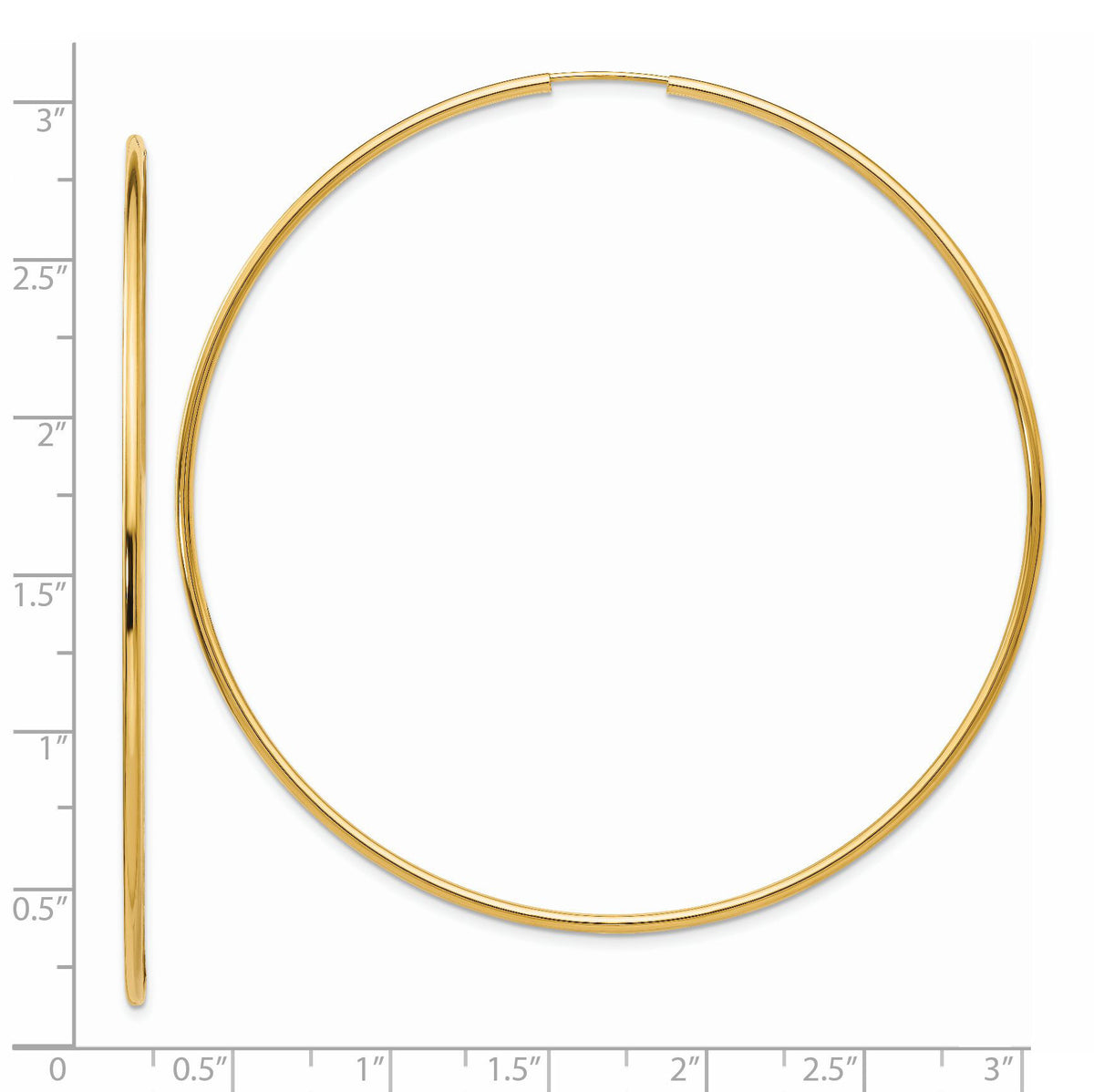 14K 1.20mm Polished Endless Hoop Earrings-TF803