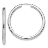 14k White Gold 3.00mm Polished Endless Tube Hoop Earrings-TF804