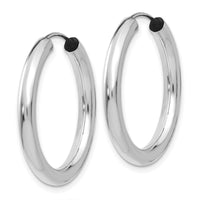 14k White Gold 3.00mm Polished Endless Tube Hoop Earrings-TF805