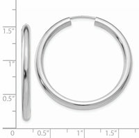 14k White Gold 3.00mm Polished Endless Tube Hoop Earrings-TF805