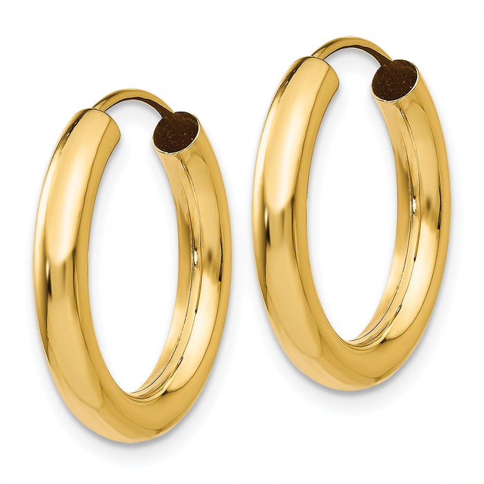 14k 3.00mm Polished Endless Tube Hoop Earrings-TF807