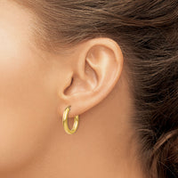 14k 3.00mm Polished Endless Tube Hoop Earrings-TF807