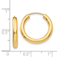 14k 3.00mm Polished Endless Tube Hoop Earrings-TF807