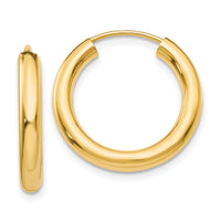 14k 3.00mm Polished Endless Tube Hoop Earrings-TF807