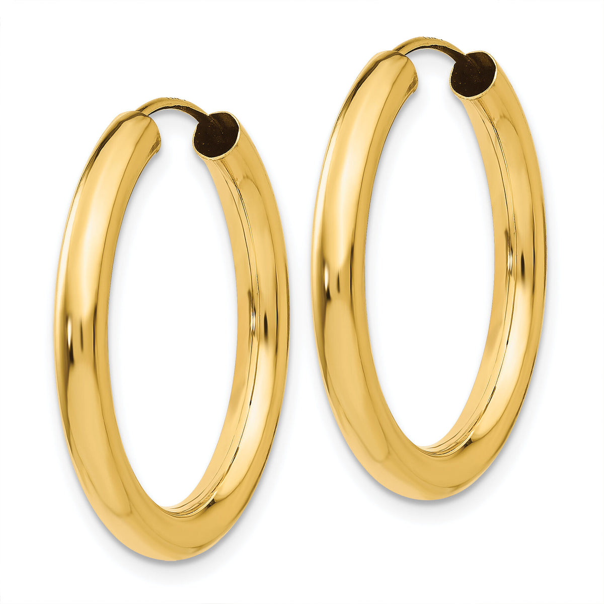 14k 3.00mm Polished Endless Tube Hoop Earrings-TF808