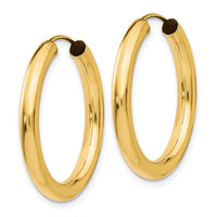 14k 3.00mm Polished Endless Tube Hoop Earrings-TF808