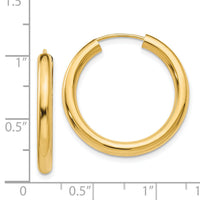 14k 3.00mm Polished Endless Tube Hoop Earrings-TF808