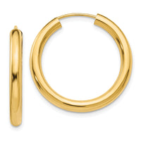 14k 3.00mm Polished Endless Tube Hoop Earrings-TF808