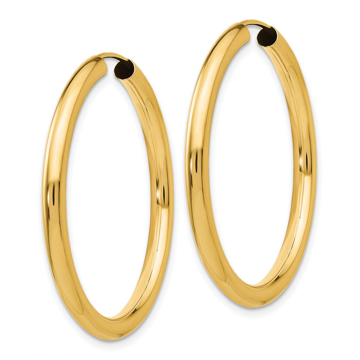 14k 3.00mm Polished Endless Tube Hoop Earrings-TF809