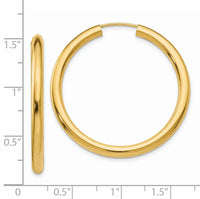 14k 3.00mm Polished Endless Tube Hoop Earrings-TF809