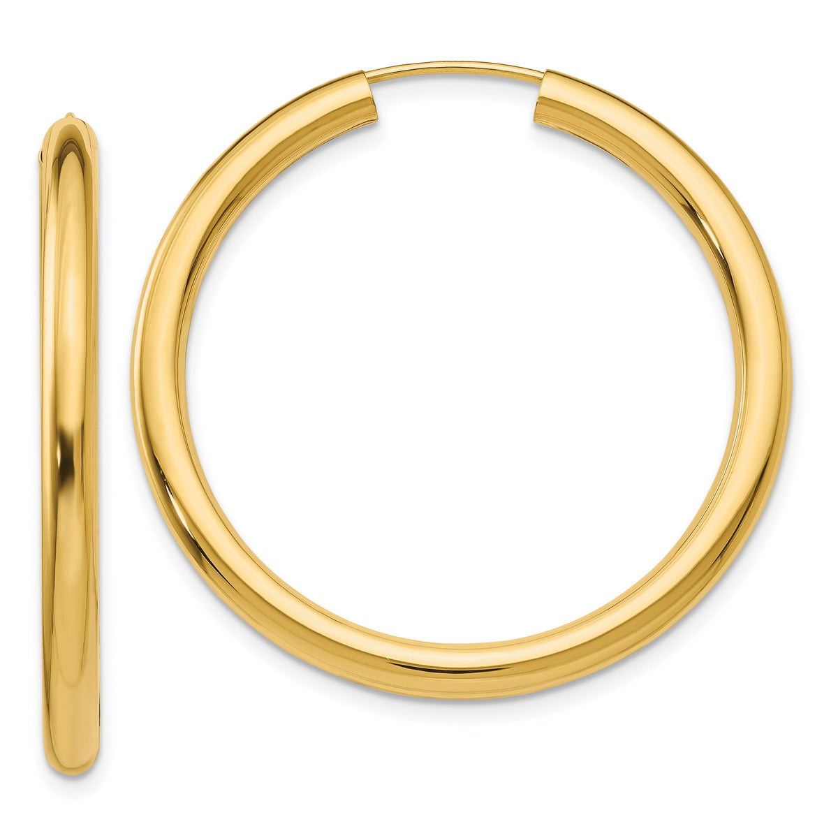 14k 3.00mm Polished Endless Tube Hoop Earrings-TF809