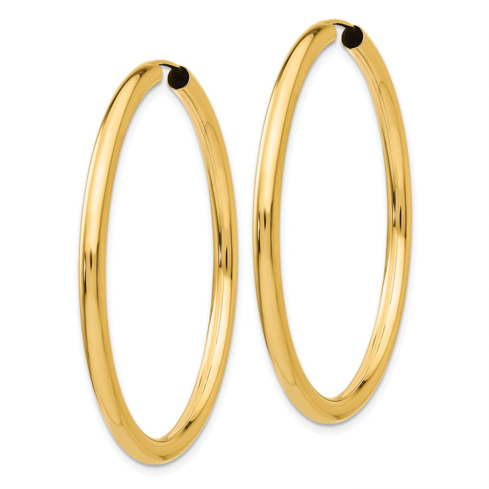 14k 3.00mm Polished Endless Tube Hoop Earrings-TF810