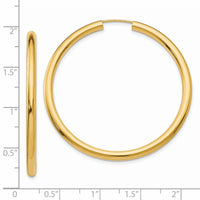 14k 3.00mm Polished Endless Tube Hoop Earrings-TF810