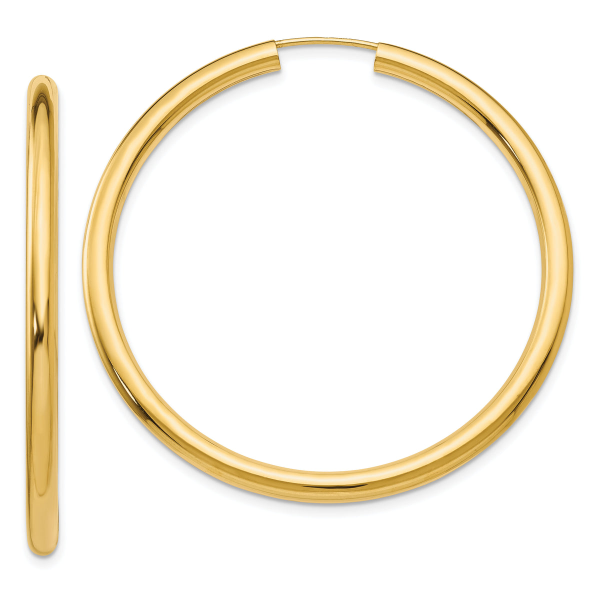 14k 3.00mm Polished Endless Tube Hoop Earrings-TF810