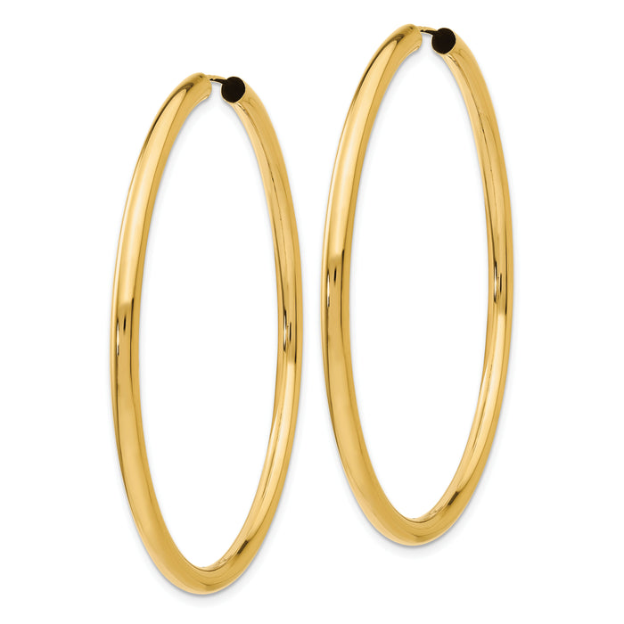 14k 3.00mm Polished Endless Tube Hoop Earrings-TF811