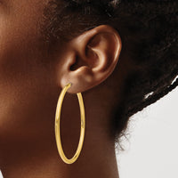 14k 3.00mm Polished Endless Tube Hoop Earrings-TF811