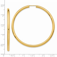 14k 3.00mm Polished Endless Tube Hoop Earrings-TF811