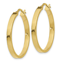 14K Diamond Cut Edge Large 3mm Polished Hoop Earrings-TF812