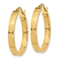 14K Diamond Cut Edge Medium 3mm Polished Hoop Earrings-TF813