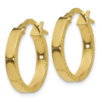 14K Small 3mm Diamond Cut Edge Polished Hoop Earrings-TF814