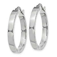 14K White Gold Diamond Cut Edge Medium 3mm Polished Hoop Earrings-TF816