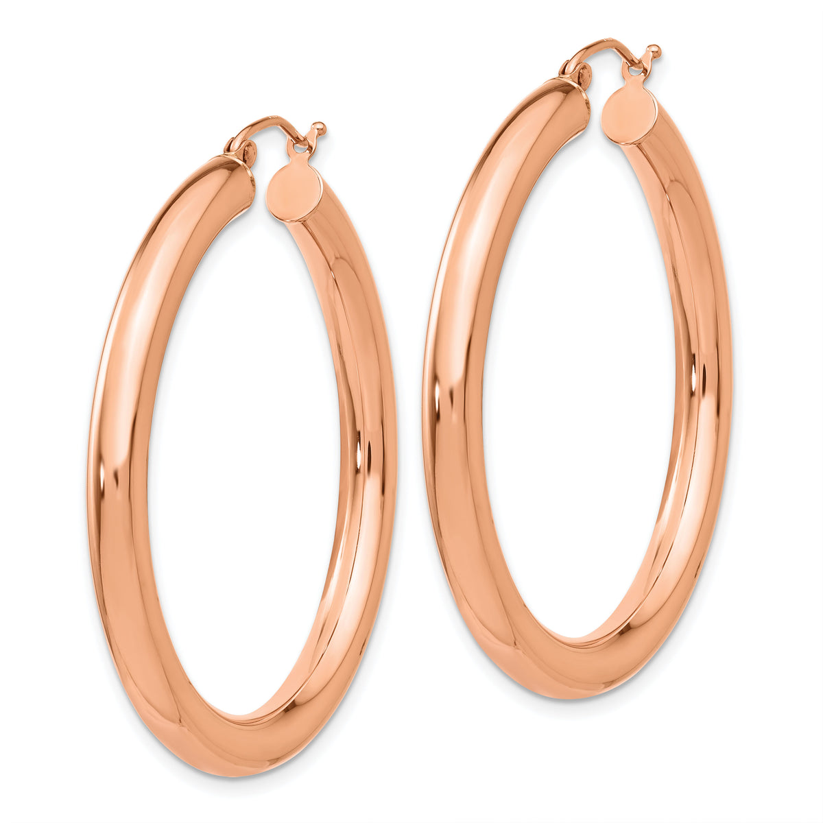14k Rose Gold Polished 4mm Tube Hoop Earrings-TF828