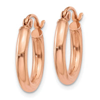 14k Rose Gold Polished 2.5mm Lightweight Tube Hoop Earrings-TF829