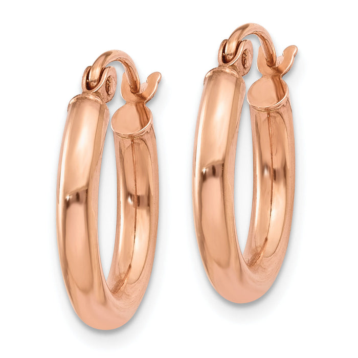 14k Rose Gold Polished 2.5mm Lightweight Tube Hoop Earrings-TF829