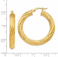 14k Textured Tube Hoop Earrings-TF925