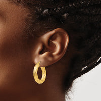14k Textured Tube Hoop Earrings-TF927