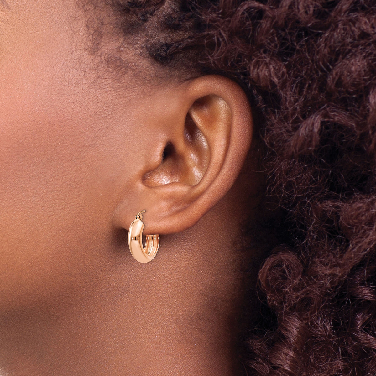 14k Rose Gold Polished Small Hoop Earrings-TF968
