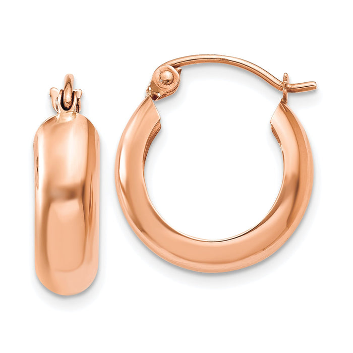 14k Rose Gold Polished Small Hoop Earrings-TF968