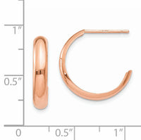 14k Rose Gold Polished Hoop Earrings-TF969