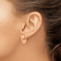 14k Rose Gold Polished Hoop Earrings-TF970