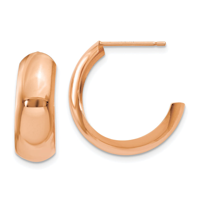 14k Rose Gold Polished Hoop Earrings-TF970