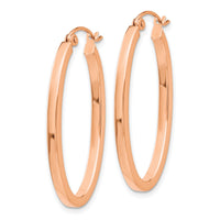 14k Rose Gold Polished Oval Tube Hoop Earrings-TF971