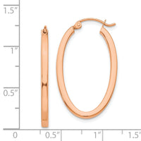 14k Rose Gold Polished Oval Tube Hoop Earrings-TF971