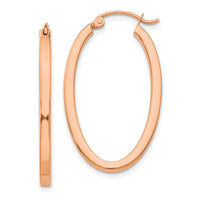 14k Rose Gold Polished Oval Tube Hoop Earrings-TF971